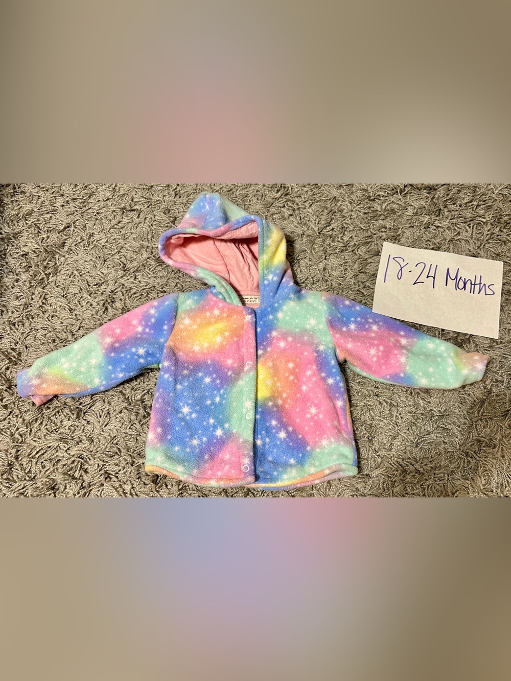 Baby Hooded Fleece Jacket - Rainbow Galaxy Stars